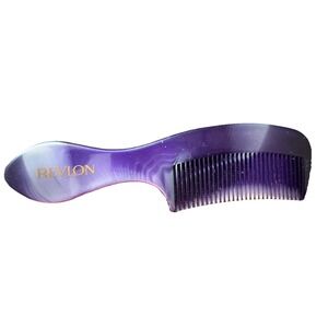Vintage REVLON Gold Lettering‎ Small Purple Marble Swirl Comb